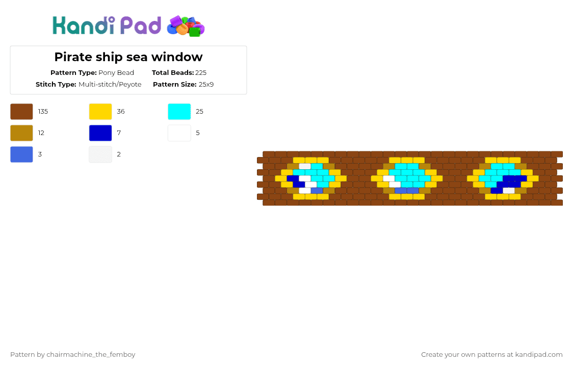 Pirate ship sea window - Pony Bead Pattern by chairmachine_the_femboy on Kandi Pad - yellow,red,pirate,ocean
