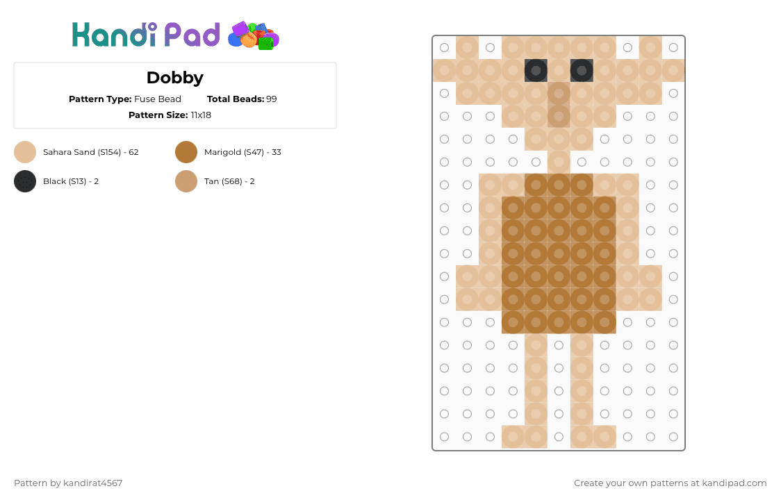 Dobby Fuse Bead Pattern - Kandi Pad | Kandi Patterns, Fuse Bead ...
