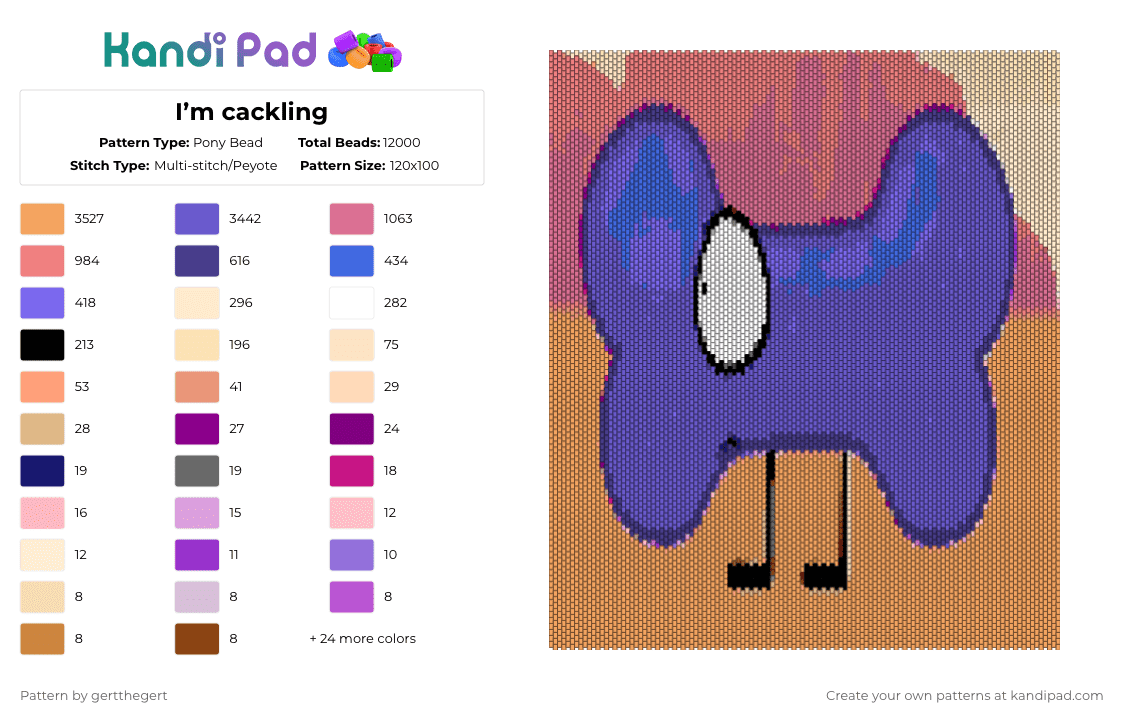 I’m cackling - Pony Bead Pattern by gertthegert on Kandi Pad - orange,pink,blue