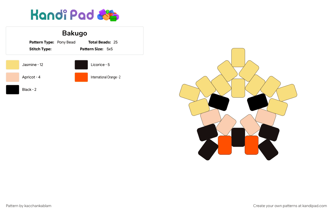 Bakugo - Pony Bead Pattern by manly-rock-kiri on Kandi Pad - yellow
