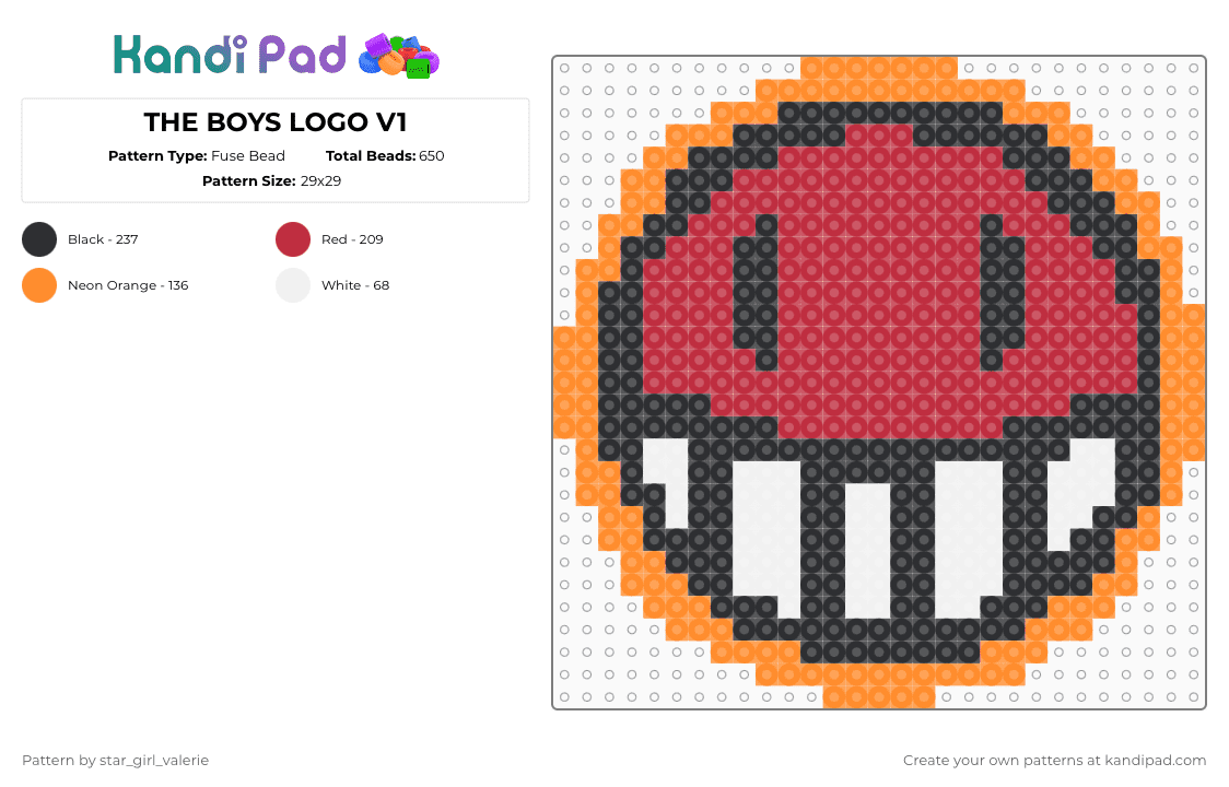 THE BOYS LOGO V1 - Fuse Bead Pattern by kacchankablam on Kandi Pad - orange,red