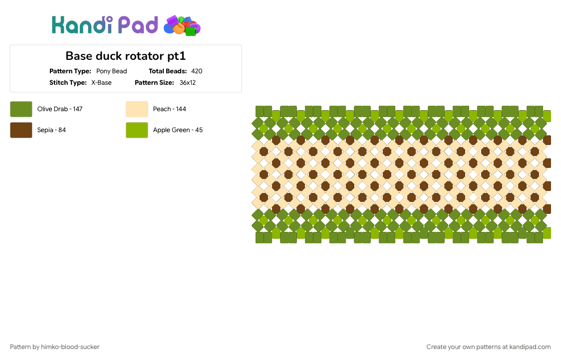 Base duck rotator pt1 - Pony Bead Pattern by himko-blood-sucker on Kandi Pad - beige, green