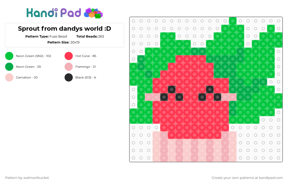 Sprout from dandys world :D - Fuse Bead Pattern by walking_with_jesus on Kandi Pad - green,red