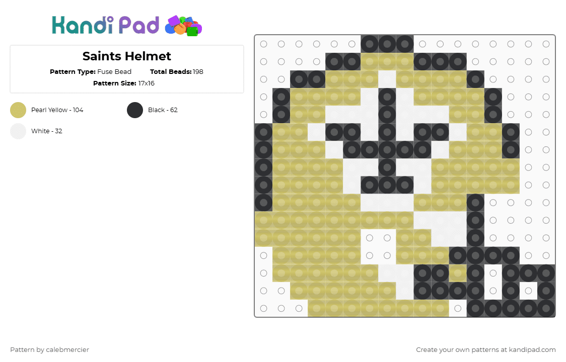 Saints Helmet - Fuse Bead Pattern by calebmercier on Kandi Pad - yellow,football,saints
