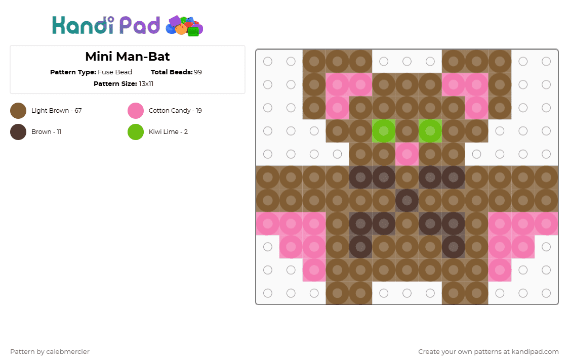 Mini Man-Bat - Fuse Bead Pattern by calebmercier on Kandi Pad - tan,dc comics,mini