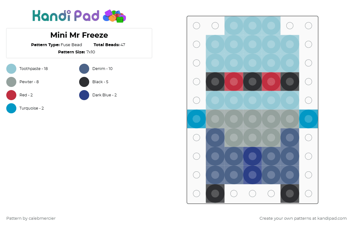 Mini Mr Freeze - Fuse Bead Pattern by calebmercier on Kandi Pad - light blue,blue,dc comics,mini