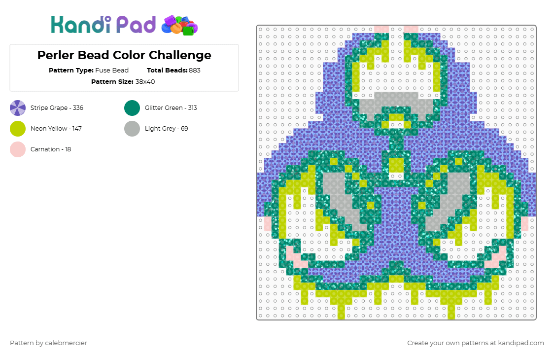 Perler Bead Color Challenge - Fuse Bead Pattern by calebmercier on Kandi Pad - purple,teal