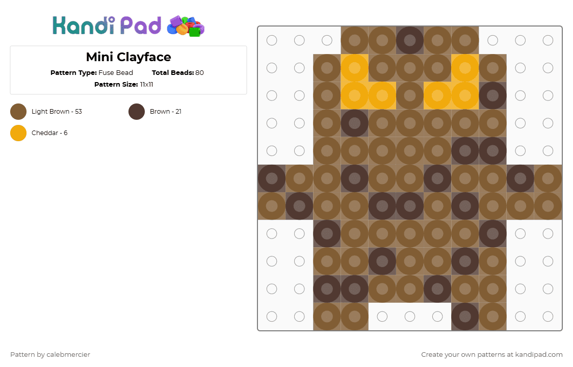 Mini Clayface - Fuse Bead Pattern by calebmercier on Kandi Pad - tan,dc comics,mini