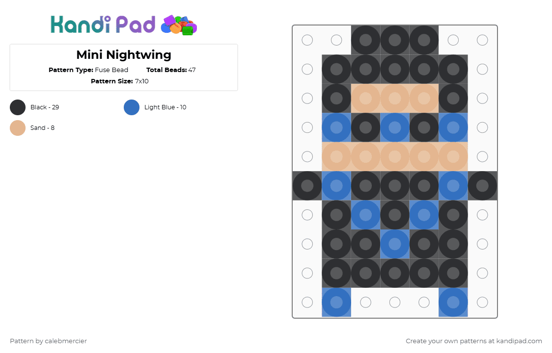 Mini Nightwing - Fuse Bead Pattern by calebmercier on Kandi Pad - beige,blue,dc comics,mini