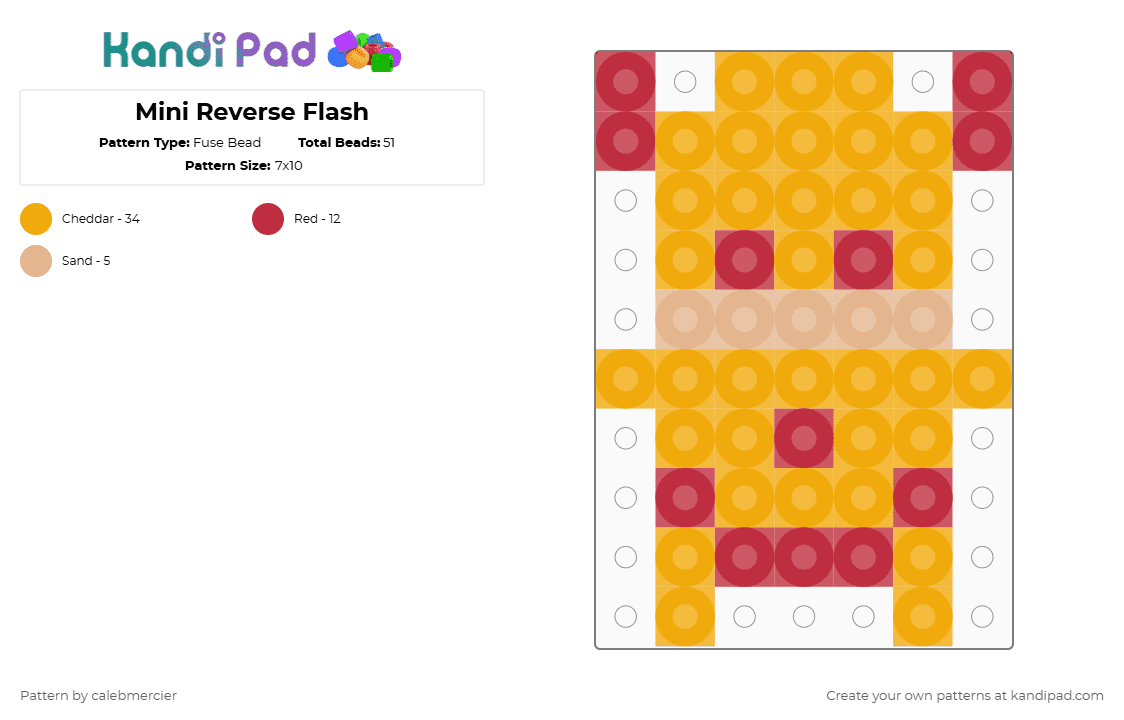 Mini Reverse Flash - Fuse Bead Pattern by calebmercier on Kandi Pad - dc comics, mini, orange