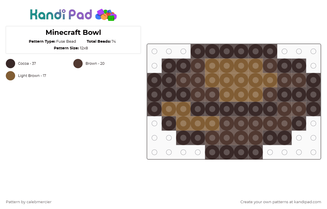 Minecraft Bowl - Fuse Bead Pattern by calebmercier on Kandi Pad - brown,minecraft