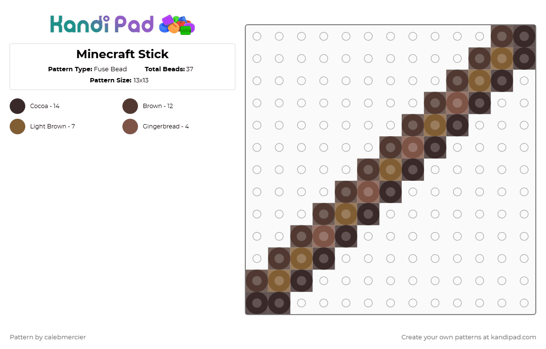 Minecraft Stick - Fuse Bead Pattern by calebmercier on Kandi Pad - brown,tan,minecraft