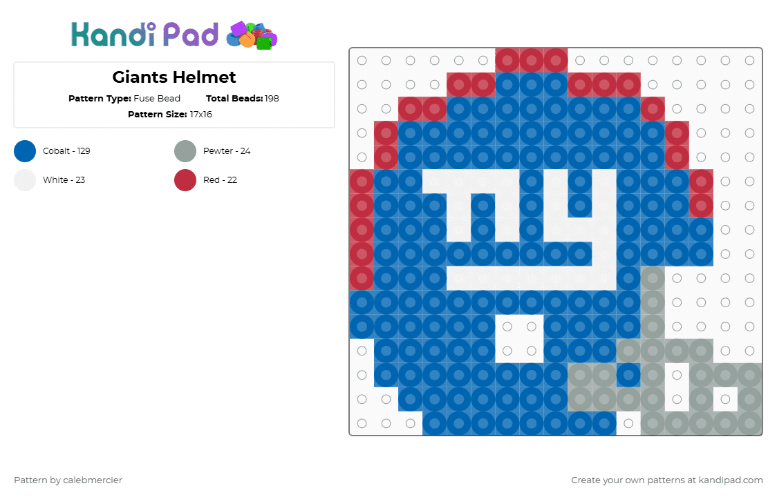 Giants Helmet - Fuse Bead Pattern by calebmercier on Kandi Pad - blue,football,giants