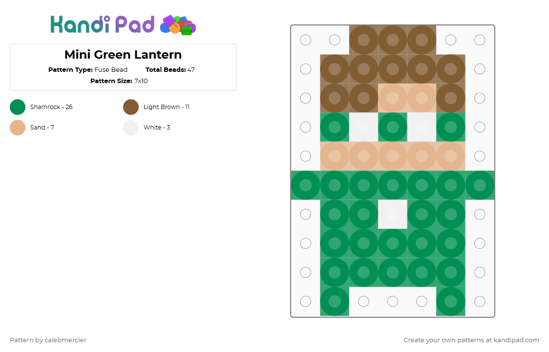 Mini Green Lantern - Fuse Bead Pattern by calebmercier on Kandi Pad - green,dc comics,mini