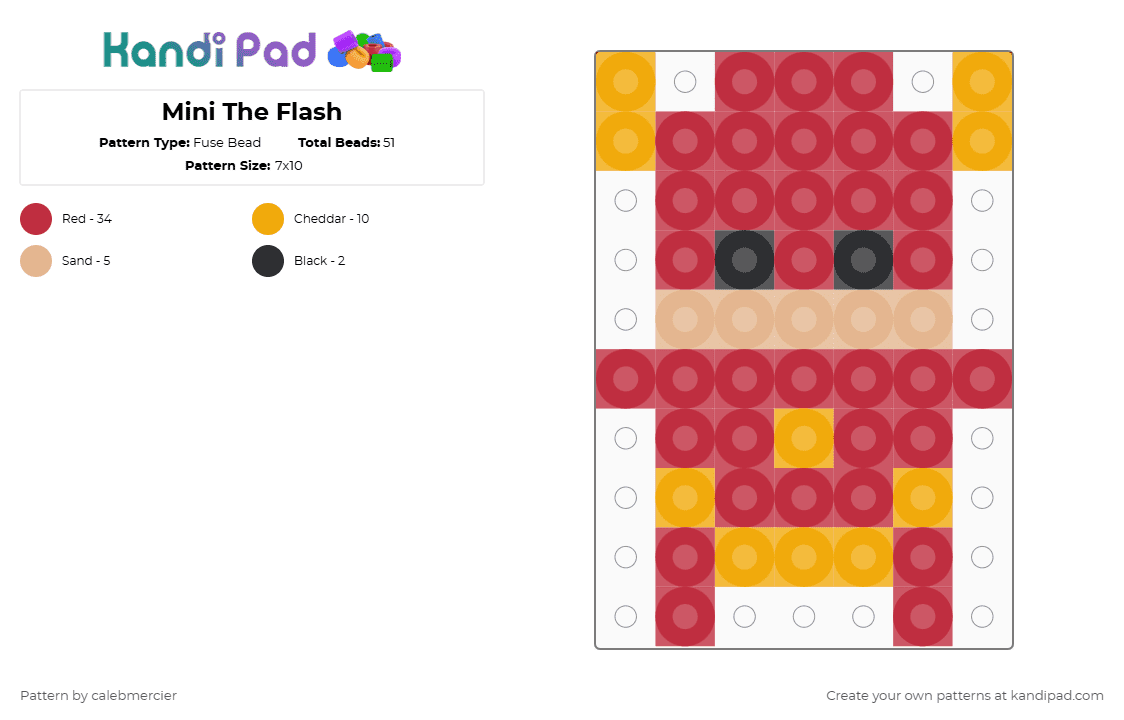 Mini The Flash - Fuse Bead Pattern by calebmercier on Kandi Pad - red,dc comics,mini
