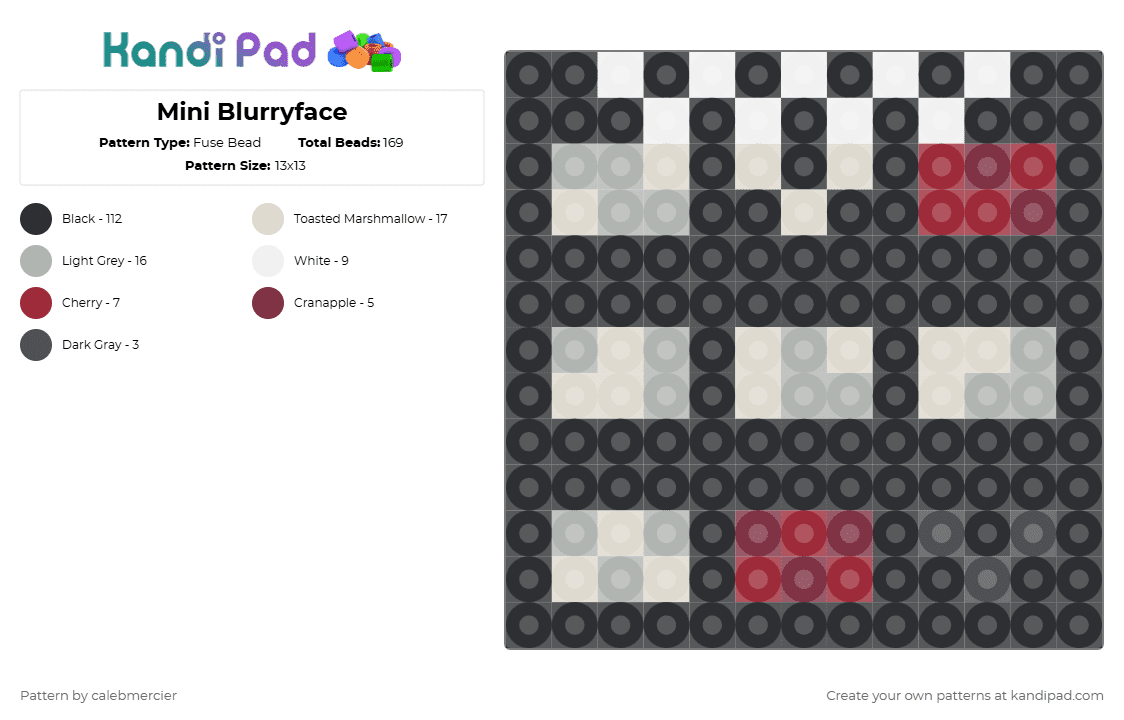 Mini Blurryface - Fuse Bead Pattern by calebmercier on Kandi Pad - album covers, beige, black, blurryface, twenty one pilots