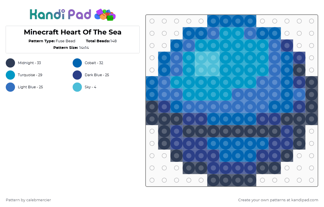 Minecraft Heart Of The Sea - Fuse Bead Pattern by calebmercier on Kandi Pad - blue,minecraft
