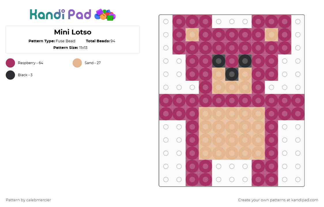 Mini Lotso - Fuse Bead Pattern by calebmercier on Kandi Pad - pink,beige,mini