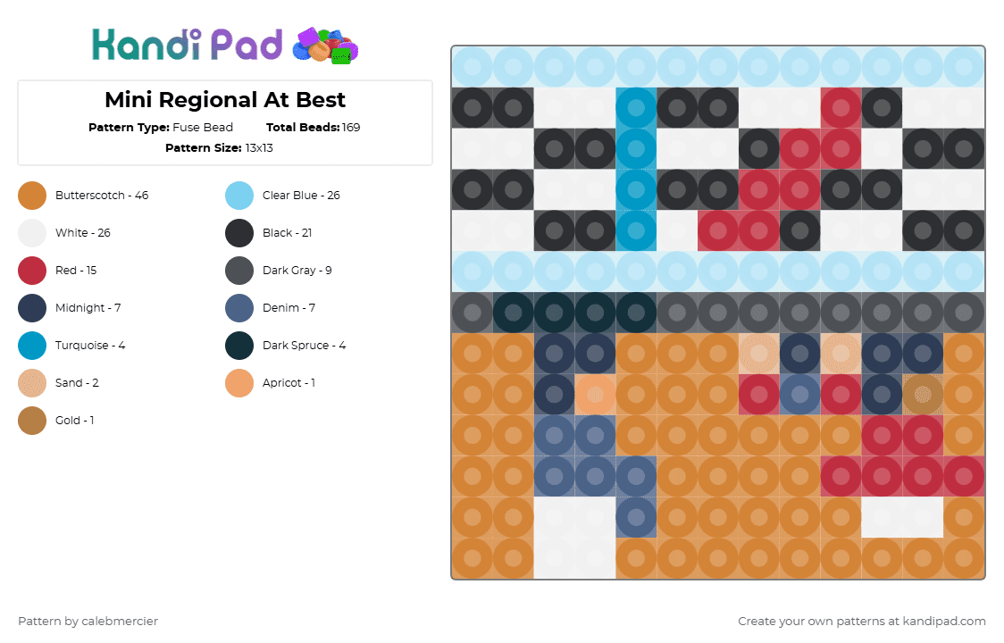 Mini Regional At Best - Fuse Bead Pattern by calebmercier on Kandi Pad - album covers, light blue, orange, red, regional at best, twenty one pilots