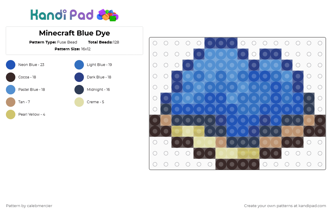 Minecraft Blue Dye - Fuse Bead Pattern by calebmercier on Kandi Pad - blue,minecraft