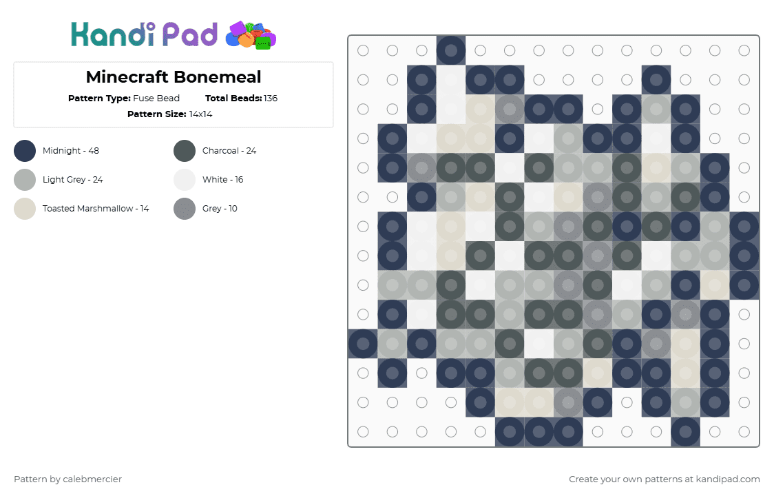 Minecraft Bonemeal - Fuse Bead Pattern by calebmercier on Kandi Pad - purple,beige,minecraft