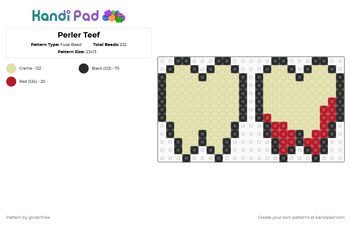 Perler Teef - Fuse Bead Pattern by glutenfree on Kandi Pad - yellow,teeth,blood,anatomy,edgy,emo