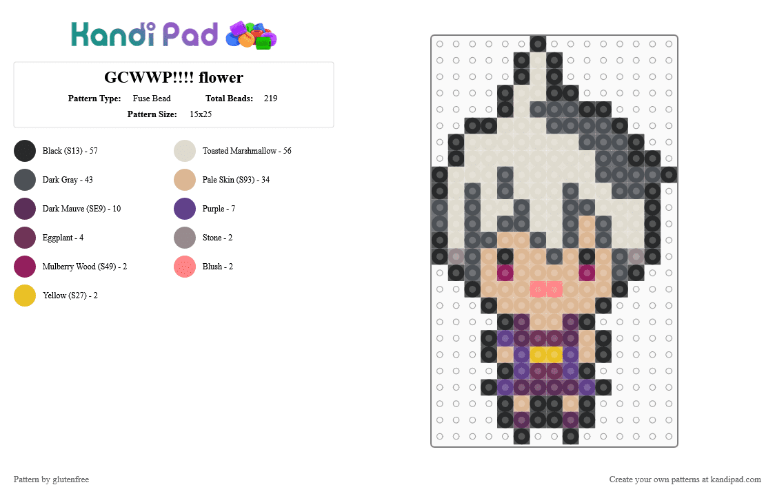 GCWWP!!!! flower - Fuse Bead Pattern by glutenfree on Kandi Pad - gray,beige,vocaloid,flower,vflower,anime,music,video games,groove coaster