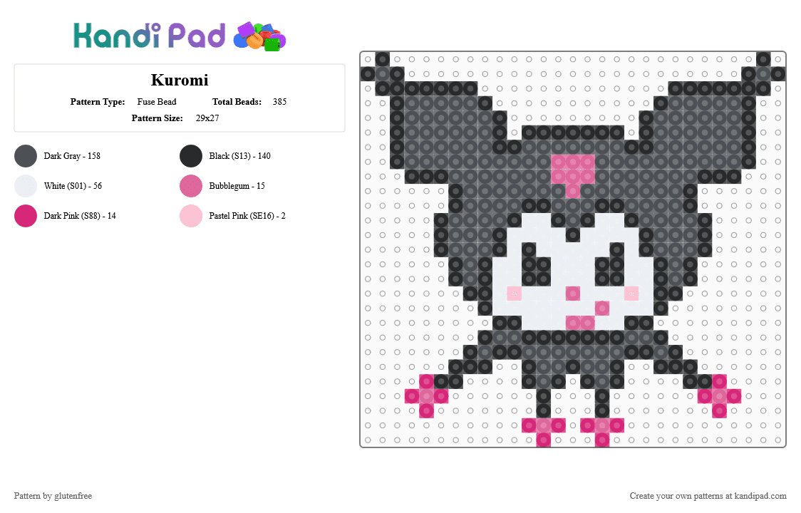 Kuromi - Fuse Bead Pattern by glutenfree on Kandi Pad - gray,kuromi,sanrio,kawaii,cute