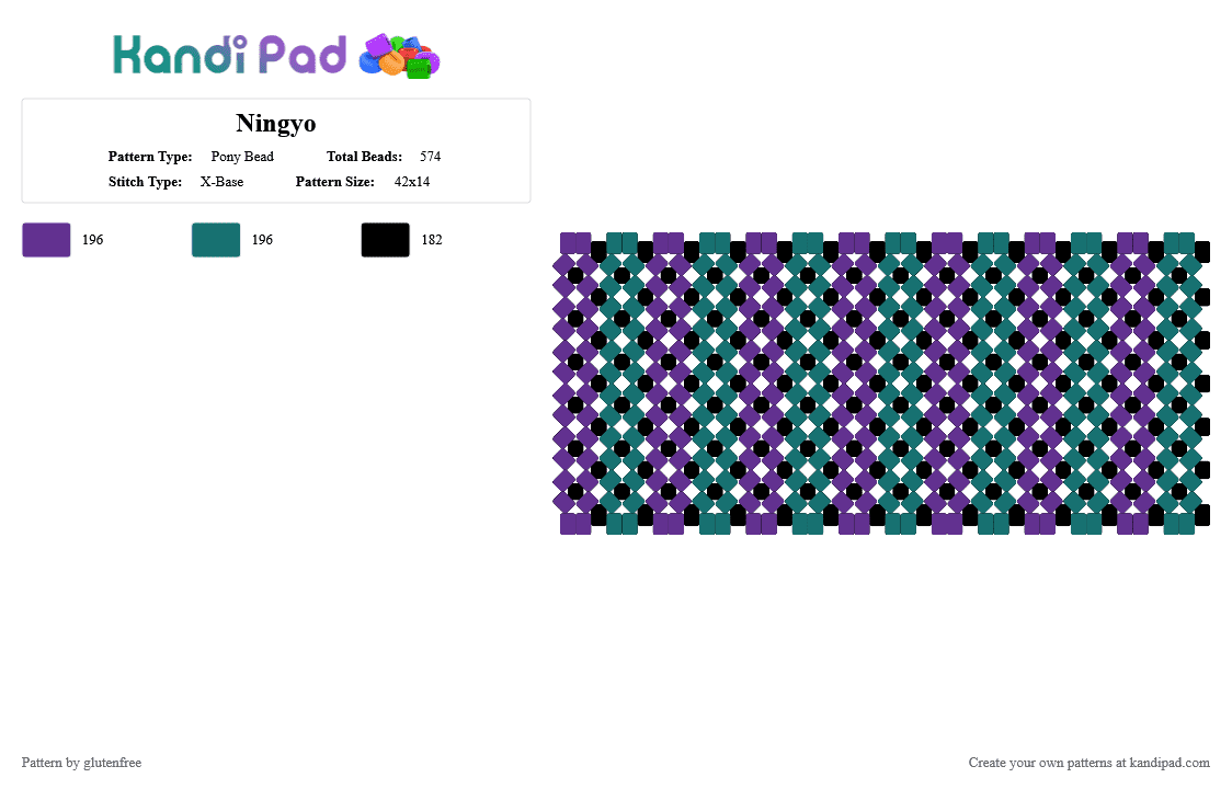Ningyo - Pony Bead Pattern by glutenfree on Kandi Pad - purple,teal