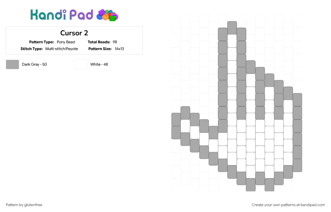 Cursor 2 - Pony Bead Pattern by glutenfree on Kandi Pad - beige, charm, computer, cursor, mouse cursor, white, windows