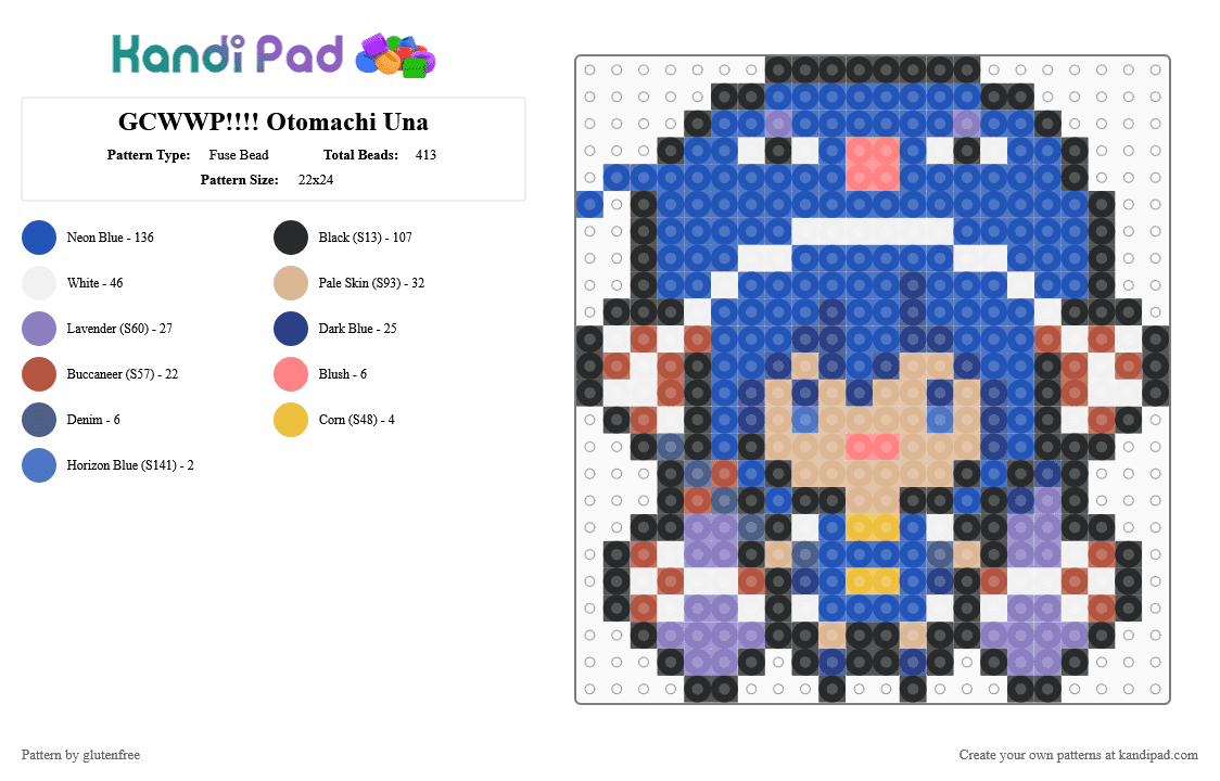 GCWWP!!!! Otomachi Una - Fuse Bead Pattern by glutenfree on Kandi Pad - blue,vocaloid,music,video games,anime,groove coaster,otomachi una,una