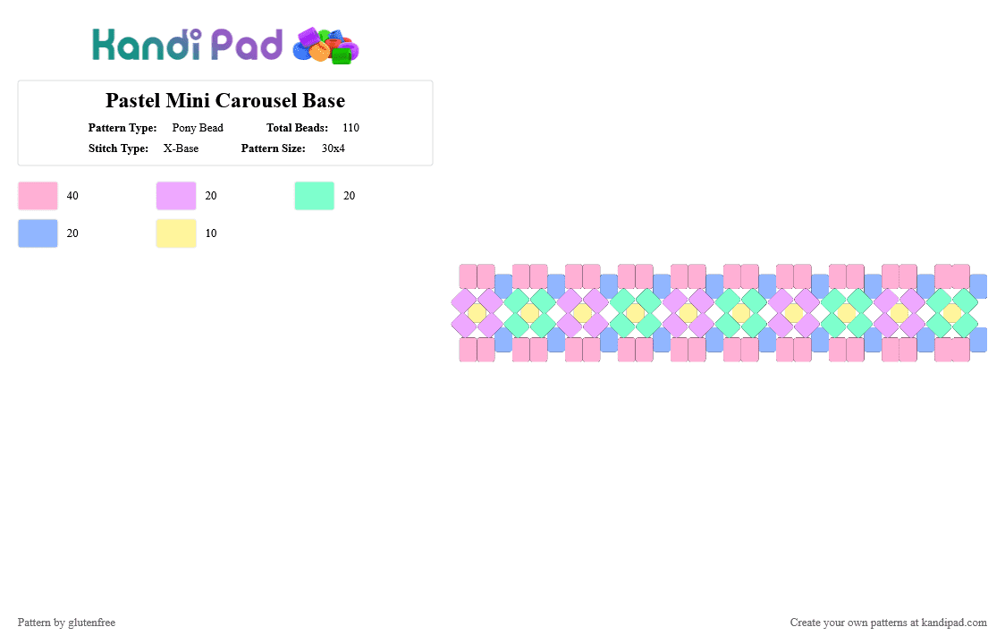 Pastel Mini Carousel Base - Pony Bead Pattern by glutenfree on Kandi Pad - pink