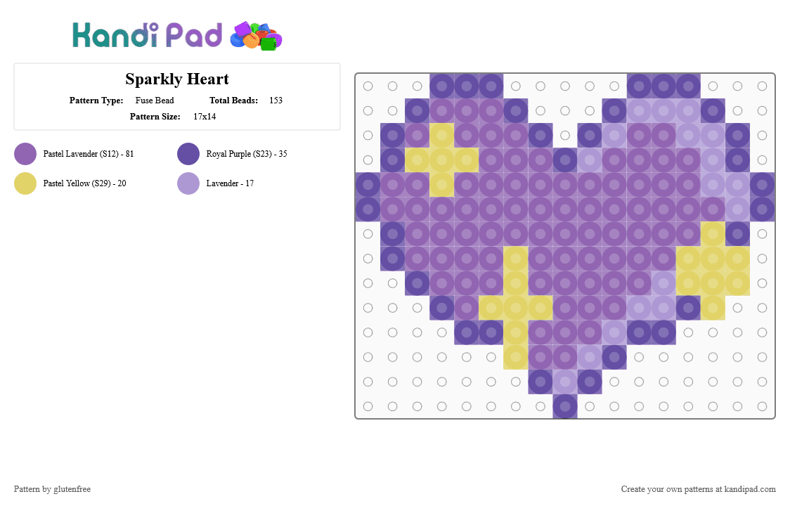 Sparkly Heart - Fuse Bead Pattern by glutenfree on Kandi Pad - pink,heart