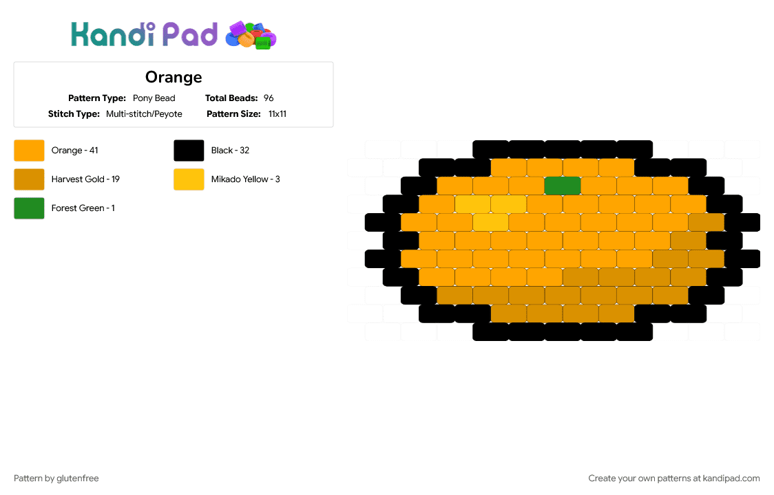 Orange - Pony Bead Pattern by glutenfree on Kandi Pad - charm, citrus, cotdfruit, food, fruit, orange