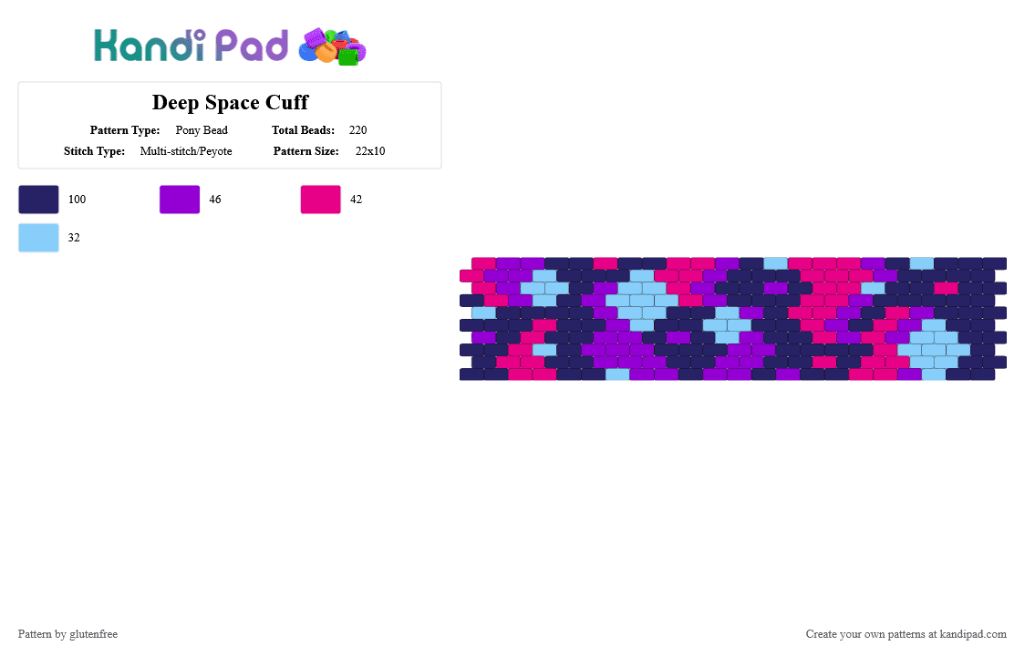 Deep Space Cuff - Pony Bead Pattern by glutenfree on Kandi Pad - purple,cotdgalaxyprint,space,galaxy,galactic