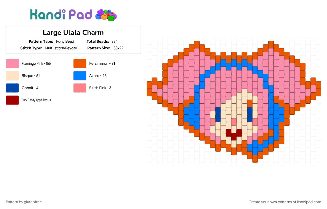 Large Ulala Charm - Pony Bead Pattern by glutenfree on Kandi Pad - character, charm, gaming, orange, pink, sega, space channel 5, ulala, video game