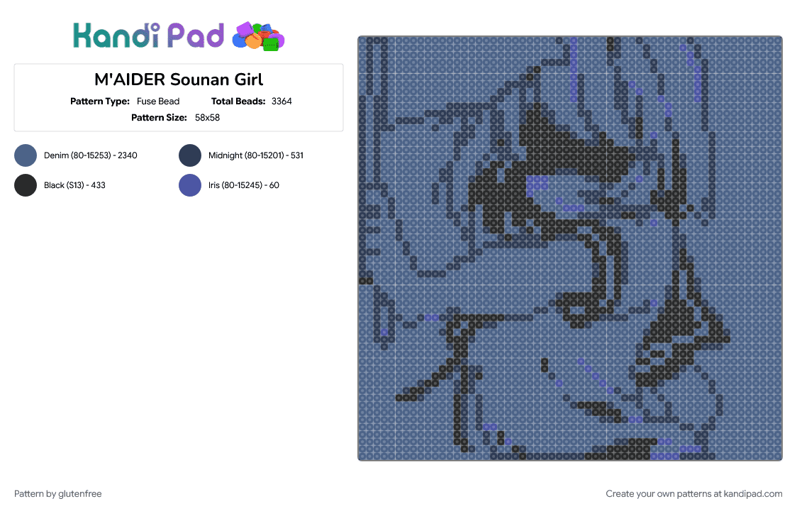 M\'AIDER Sounan Girl - Fuse Bead Pattern by glutenfree on Kandi Pad - anime, blue, ia, ia rocks, music, out of service, rerulili, vocaloid