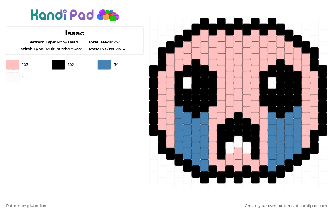 Isaac - Pony Bead Pattern by glutenfree on Kandi Pad - beige,tboi,the binding of isaac,isaac,video games
