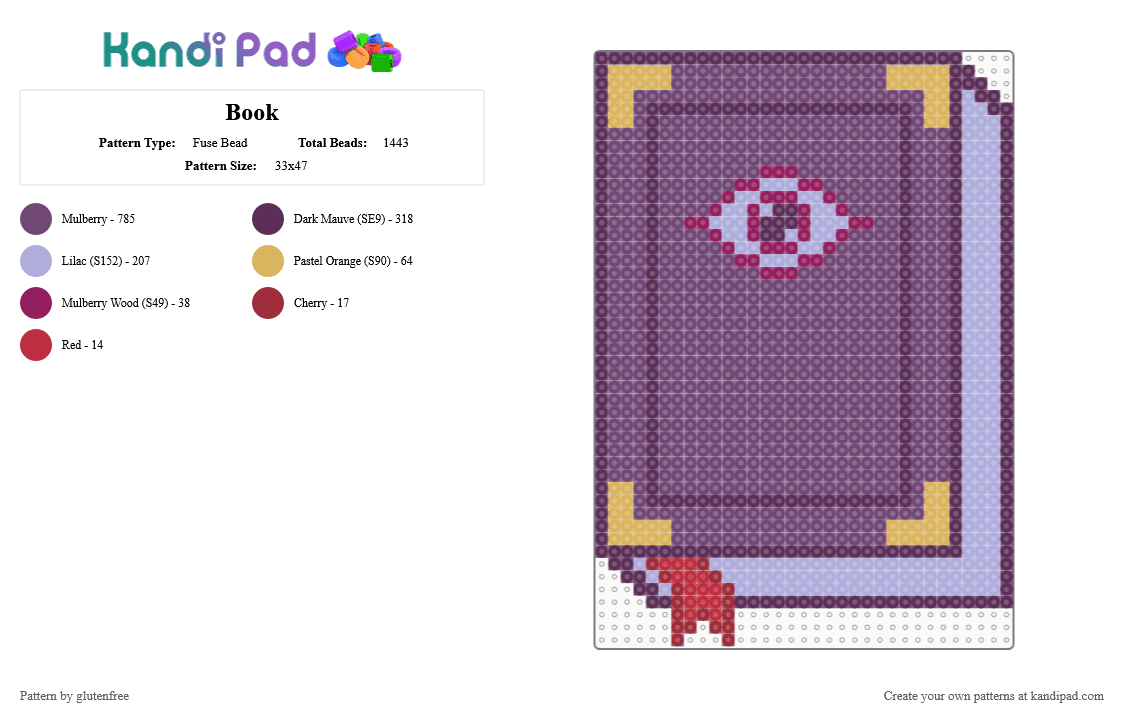 Book - Fuse Bead Pattern by glutenfree on Kandi Pad - pink,cotddarkacademia,book,eyeball,eye