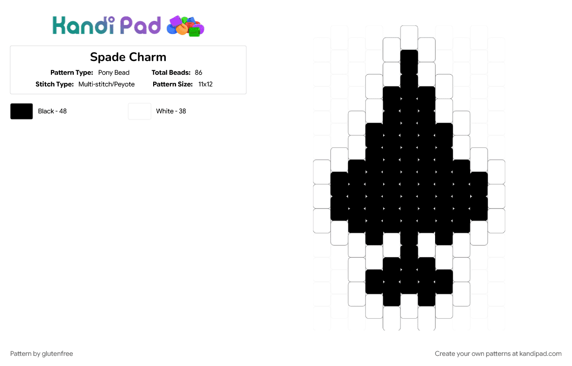Clover Charm - Pony Bead Pattern by glutenfree on Kandi Pad - black, casino, charm, clover, gambling, poker, white