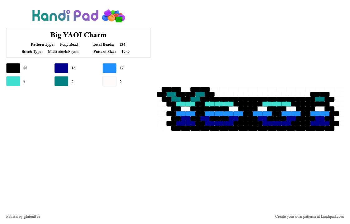 Big YAOI Charm - Pony Bead Pattern by glutenfree on Kandi Pad - black,light blue,purple,yaoi,mlm,gay,pride