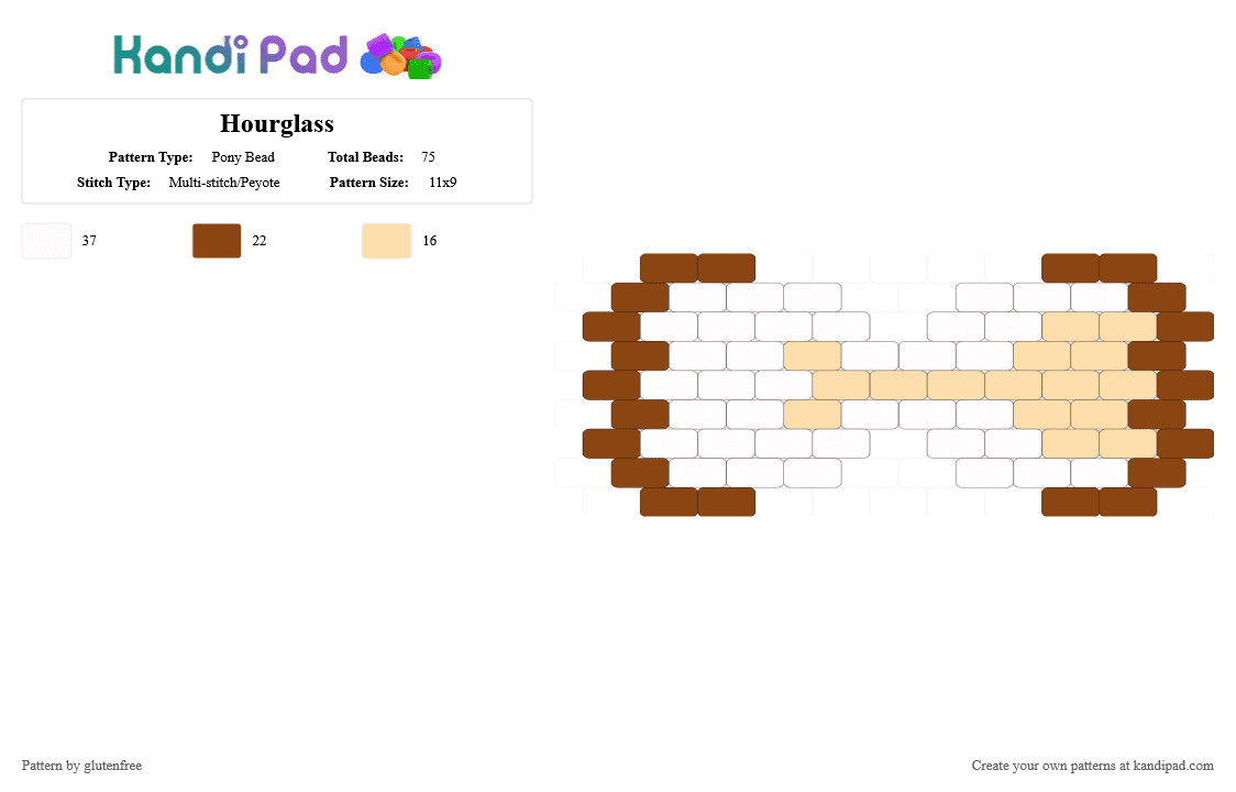 Hourglass - Pony Bead Pattern by glutenfree on Kandi Pad - beige, hourglass, red