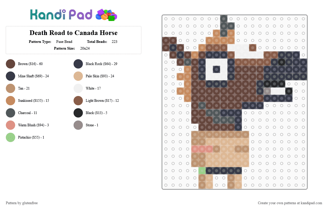 Death Road to Canada Horse - Fuse Bead Pattern by glutenfree on Kandi Pad - brown,tan,purple,beige,death road to canada,drtc,video games,horse