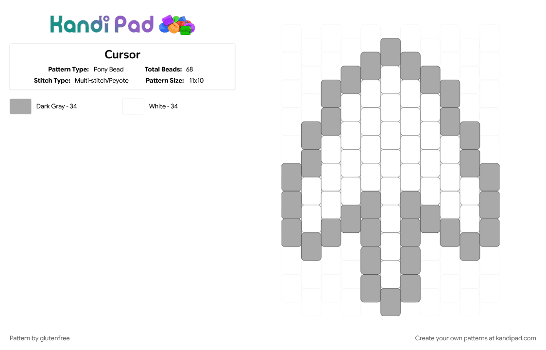Cursor - Pony Bead Pattern by glutenfree on Kandi Pad - beige, charm, computer, cursor, mouse cursor, white, windows