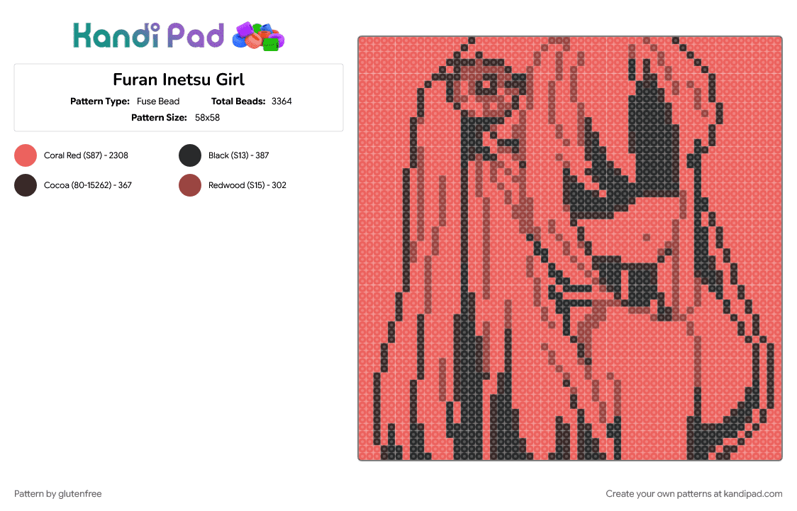 Furan Inetsu Girl - Fuse Bead Pattern by glutenfree on Kandi Pad - anime, hatsune miku, music, rerulili, that, vocaloid