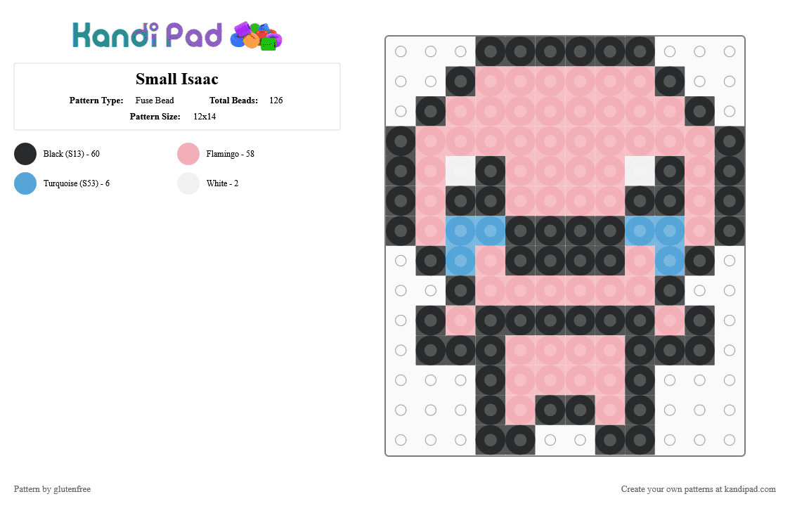 Small Isaac - Fuse Bead Pattern by glutenfree on Kandi Pad - beige,the binding of isaac,tboi,video games
