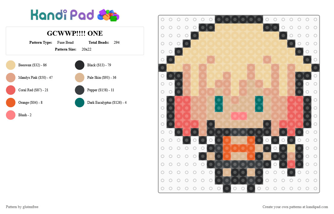 GCWWP!!!! ONE - Fuse Bead Pattern by glutenfree on Kandi Pad - beige,cevio,voisona,one,anime,music,groove coaster,video games,vocaloid