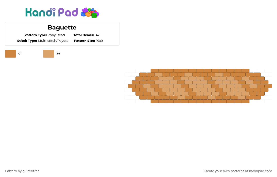 Baguette - Pony Bead Pattern by glutenfree on Kandi Pad - orange,cotdbread
