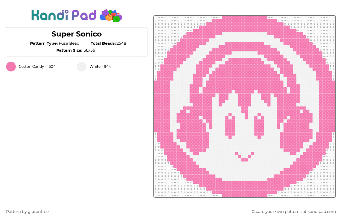 Super Sonico - Fuse Bead Pattern by glutenfree on Kandi Pad - white,pink,anime,super sonico,sonico