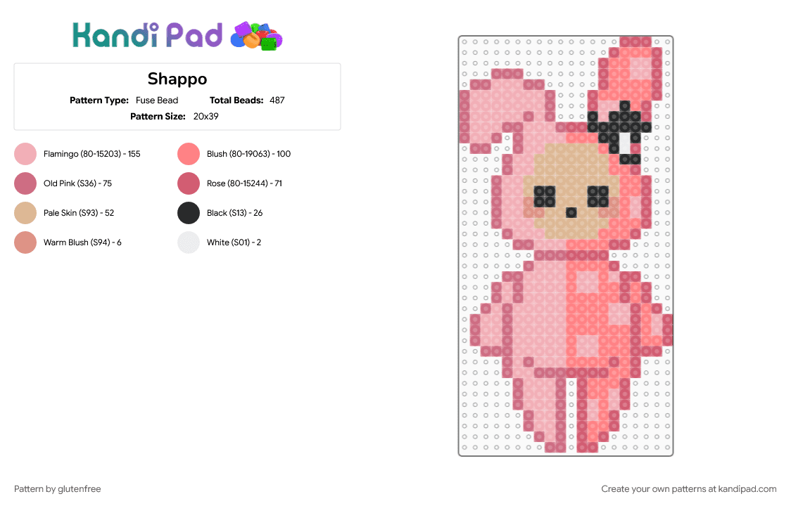Shappo - Fuse Bead Pattern by glutenfree on Kandi Pad - beige, character, cute, kawaii, rabbit, red, san x, sanx, sentimental circus